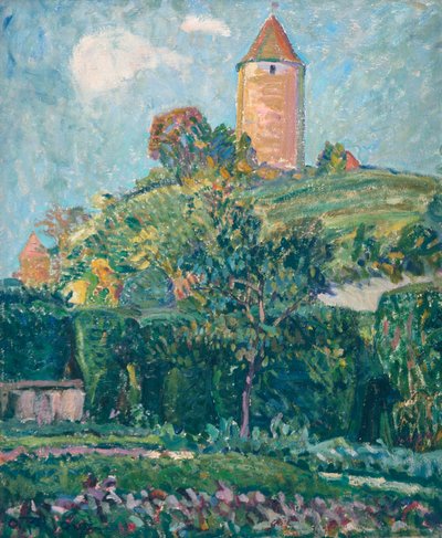 Vista de Romont (óleo sobre cartão) de Ignace Nazaire Oswald Pilloud