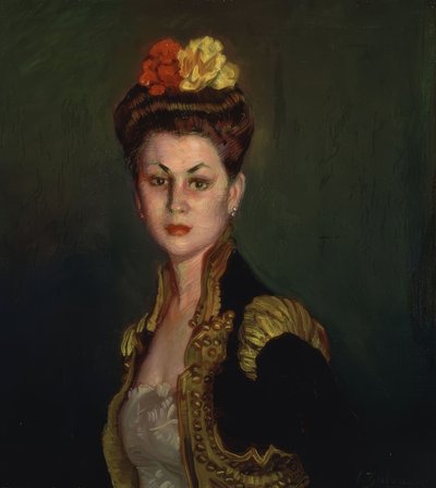 (RETRATO DE SENHORA COM MOÑON E CHAQUETILLA DE TORERO) de Ignacio Zuloaga y Zabaleta