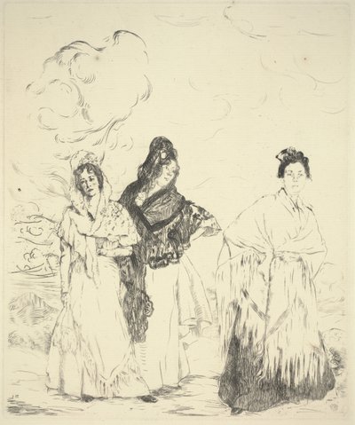 Las Manolas, c.1899 (ponto seco) de Ignacio Zuloaga y Zabaleta