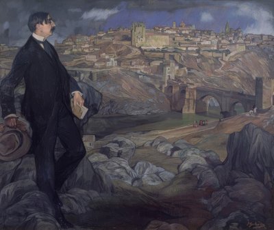 Maurice Barres com Toledo em segundo plano de Ignacio Zuloaga y Zabaleta