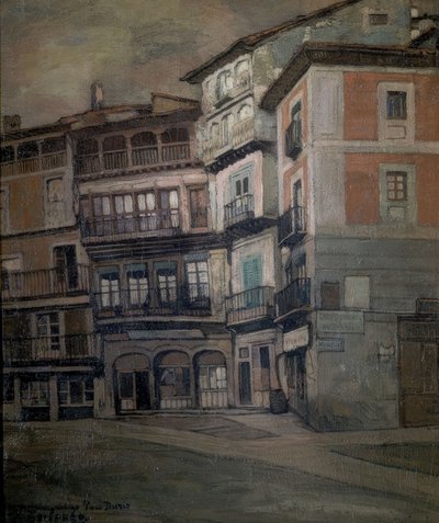PESSOAS ESPANHOLAS - PAISAGEM EM CASTELO - OLEO - TECIDO - 93 X 77 CM de Ignacio Zuloaga y Zabaleta