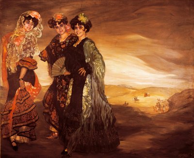 Os três primos (com os trajes tradicionais espanhóis de dançarinos) c.1903 (óleo sobre tela) de Ignacio Zuloaga y Zabaleta