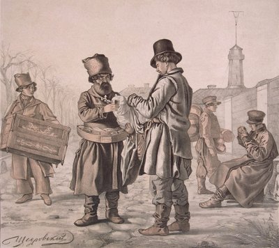 Vendedor de rua Sbiten da série These Are Our People, 1842 de Ignati Stepanovich Shchedrovsky
