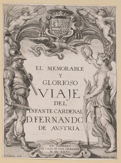 Página de rosto de D. De Aedo y Gallert, A...Viagem do Infante Cardenal... de Ignatius Cornelis Marinus after Sir Peter Paul Rubens