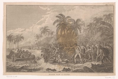 Morte de James Cook durante uma batalha com os habitantes do Havai
Morte de J. Cook (título sobre o objecto) de Ignaz Sebastian Klauber (possibly)