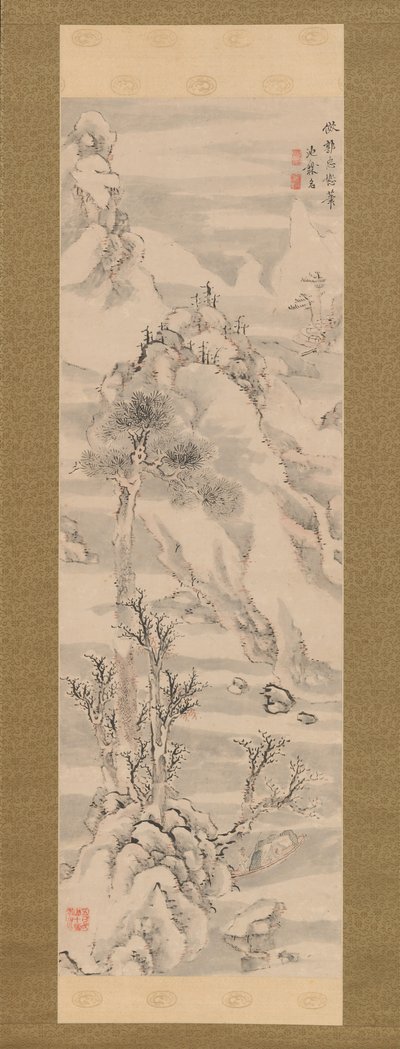 Paisagem invernal, no estilo de Guo Zhongshu, final do século XVIII. de Ike no Taiga