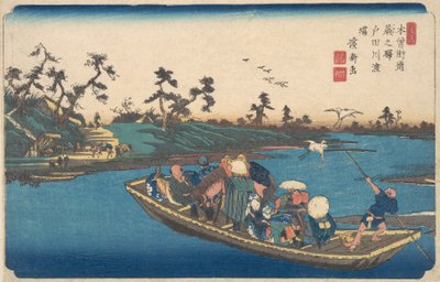 Líquido de samambaia, passando sobre o rio Togai? 1838. de Ikeda Eisen
