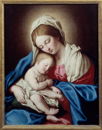 O sono do Menino Jesus. Pintura de Giovanni Battista Salvi chamada O Sassoferrato (1609-1685) Ec. Ital de Il  Sassoferrato