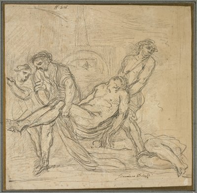 São Abdon e São Sennen Enterram os Mártires Cristãos, 1653-1657 de Il and Brueghel, Abraham Borgognone