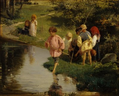 Crianças Pescando, 1882 de Illarion Mikhailovich Pryanishnikov
