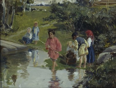 Crianças Pescando, 1882 de Illarion Mikhailovich Pryanishnikov