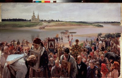 Procissão de Páscoa. Pintura de Illarion Mikhailovich Pryanishnikov (1840-1894), óleo sobre tela de Illarion Mikhailovich Pryanishnikov