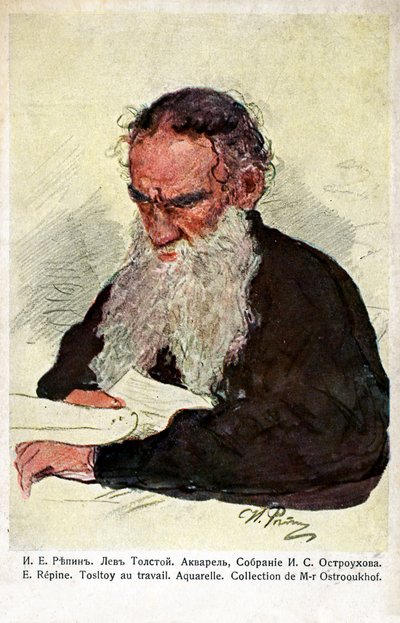 Leo Tolstoi no trabalho pela Repin de Ilya Efimovich (after) Repin