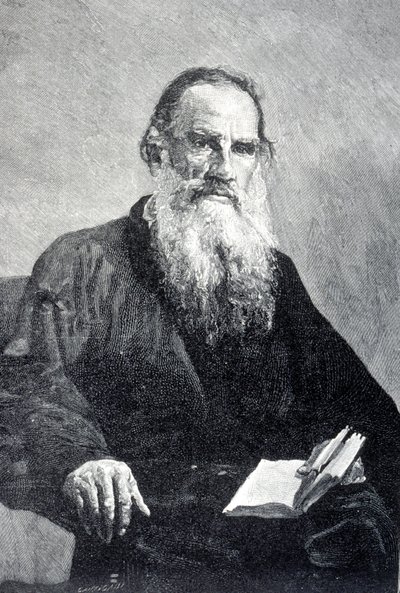Retrato de Leon Tolstoi, século XX (gravura) de Ilya Efimovich (after) Repin