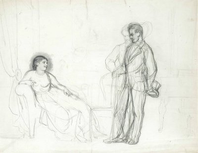 Adelina Patti (1843-1919) como Violetta na ópera La traviata de Giuseppe Verdi par Repin, Ilya Yefimovich (1844-1930), final dos anos 1860-início dos anos 1870 - Lápis sobre papel - Palácio Constantino, São Petersburgo de Ilya Efimovich Repin