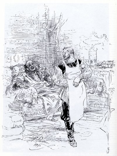 Ilustração para o romance A Morte de Ivan Ilyich, de Leo Tolstoy, 1896 de Ilya Efimovich Repin