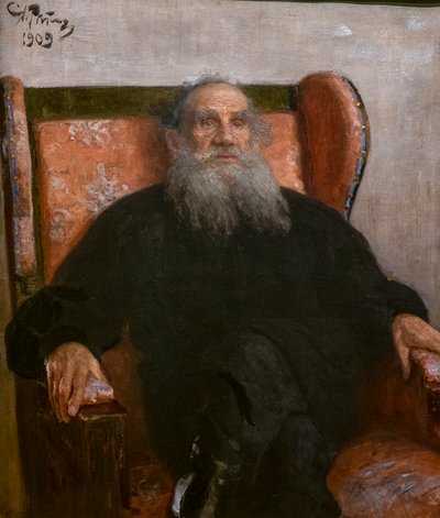 LEON TOLSTOI NUMA POLTRONA ROSA de Ilya Efimovich Repin