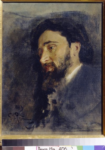 Retrato do escritor Vsevolod Mikhailovich Garchin (1855-1888). (retrato do Autor V. M. Garshin). Pintura por Ilya Refimovich Repin (Ilia Repine) (1844-1930), óleo sobre tela de Ilya Efimovich Repin