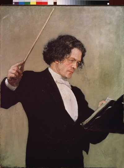 Retrato do compositor Anton Rubinstein (1829-1894). Pintura de Ilya Yefimovich Repin (Ilia Repin) (1844-1930), óleo sobre tela de Ilya Efimovich Repin