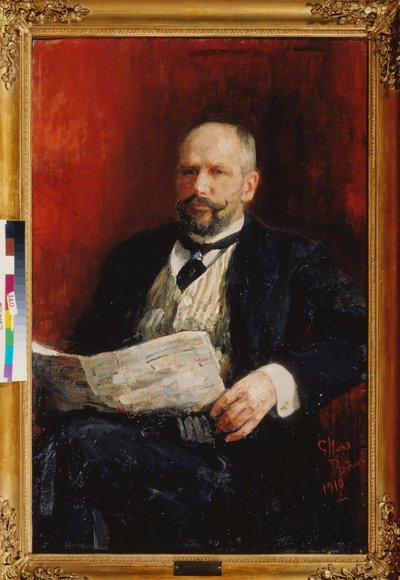 Retrato do Primeiro Ministro Pyotr A. Stolypin (Pyotr Stolypin) (1862-1911). Pintura por Ilya Yefimovich Repin (Ilia Repine) (1844-1930), óleo sobre tela de Ilya Efimovich Repin