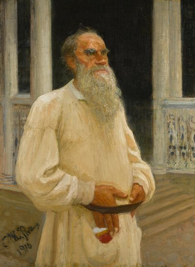 Retrato do autor Conde Lev Nikolayevich Tolstoy 1828-1910, 1916. de Ilya Efimovich Repin