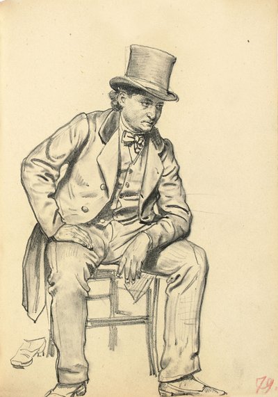 Homem sentado, braço apoiado na perna, c. 1872-1875 de Ilya Efimovich Repin