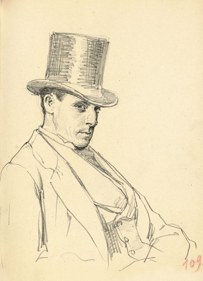 Homem sentado com cartola, c. 1872-1875 de Ilya Efimovich Repin
