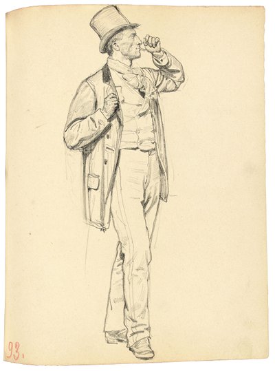 Estudo para "Um café parisiense": homem de pé com o braço erguido, c. 1872-1875 de Ilya Efimovich Repin