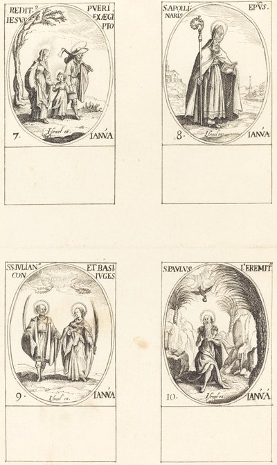 Retorno do Egito; São Apollinário; St. Julian e Basilissa; São Paulo Eremita de Imitator of Jacques Callot