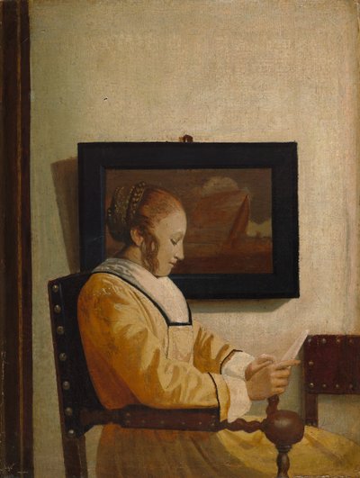 Uma Leitura Da Jovem Mulher. de Imitator of Johannes Vermeer