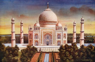 Agra: Taj Mahal, vista geral (fotografia a cores) de Indian photographer