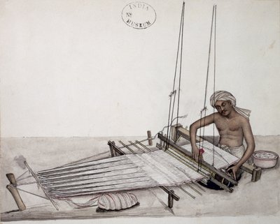 AS10 Vol.52 f5 4904 cat.201 i-iv Weaver at a loom, Bombay, c.1873 (aguarela sobre papel) de Indian School