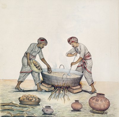AS10 Vol.52 ff.6 4972 Cat.201 i-iv Fabricação de açúcar, Bombaim, c.1873 (aquarela sobre papel) de Indian School