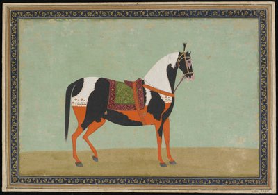Um cavalo, álbum folio, século XIX (aquarela opaca e ouro sobre papel) de Indian School