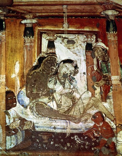 Um casal principesco em um palácio, do interior da caverna 17 de Indian School