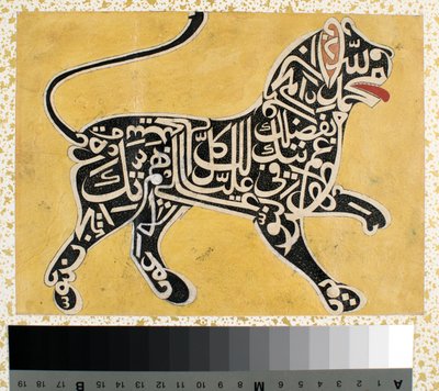Um leão feito de caligrafia, c.1800 de Indian School