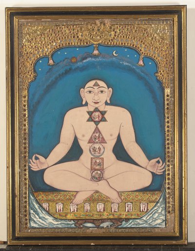 Um painel com a pintura de um Tirthankara de Indian School