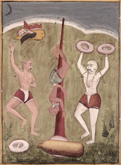 Acrobatas realizando proezas físicas de Indian School
