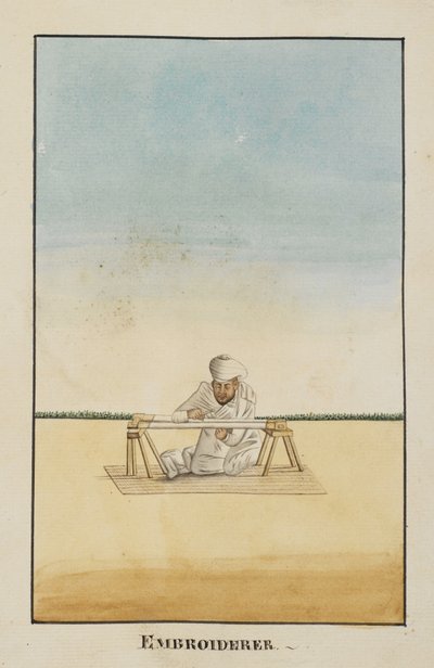 Adicionar ou 2716, Bordador sentado na sua moldura de Indian School