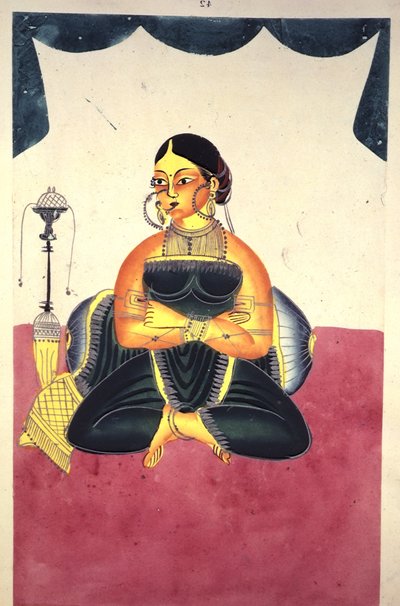 Adicionar ou 906 A Courtesan sentada de pernas cruzadas ao lado de um tubo 