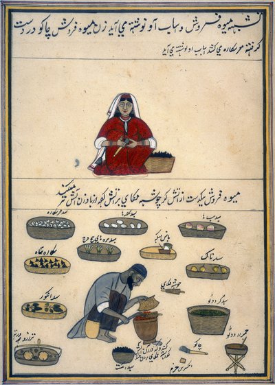 "Álbum do comércio de Caxemira", c.1860 (aguarela sobre papel) de Indian School