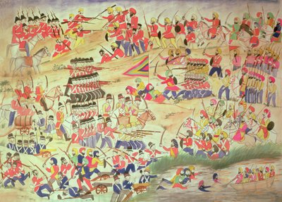 Um incidente durante as guerras sikhs, (wc no papel) de Indian School