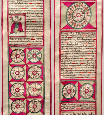 Carta astrológica (caneta e tinta e wc no papel) de Indian School