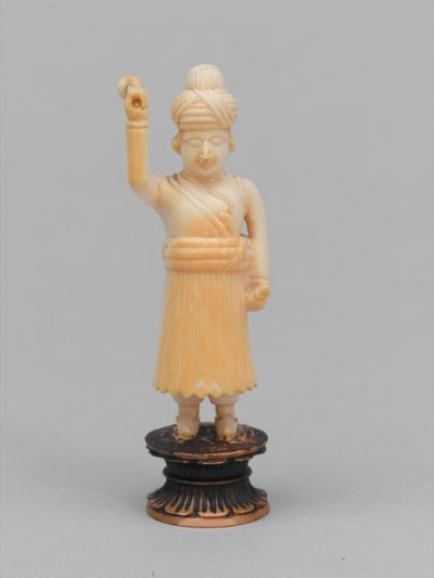 Peão preto, peça de xadrez, Índia, 1820 cerca de Indian School