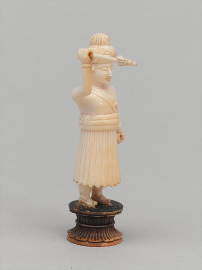 Peão preto, peça de xadrez, Índia, 1820 cerca de Indian School