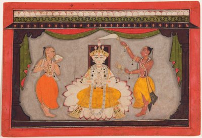Avatar de Buda de Vishnu, c.1700 (wap opaco, ouro e carapaças de besouro no papel) de Indian School
