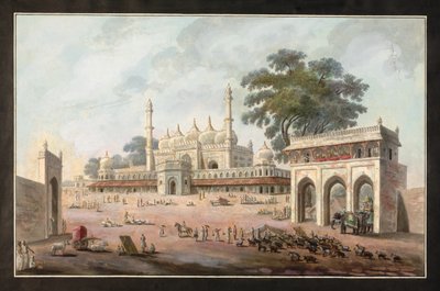 Mesquita de Chandi Chauk e Munny Begum, Murshidabad, c.1795 (aguarela sobre papel) de Indian School