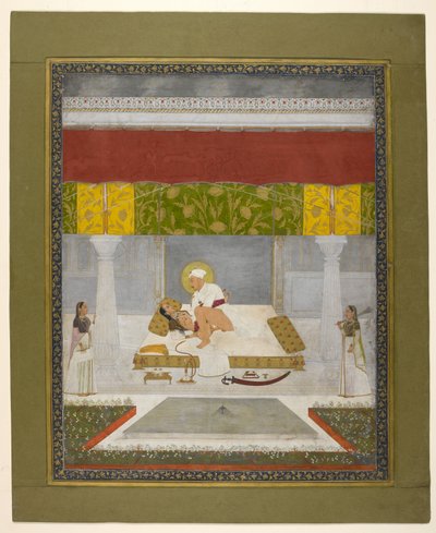 Chitarman II (Kalyan Das), Muhammad Shah Making Love, c.1735 (guache sobre papel) de Indian School