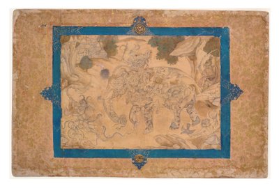Elefante Composto e Outras Criaturas, c.1600 (wc opaco e ouro no papel) de Indian School