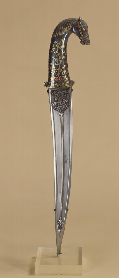 Adaga com uma alça de cabeça de cavalo (metal) de Indian School